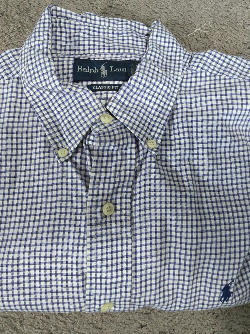 Ralph Lauren Men's Long Sleeve Shirt Large 16 1/2 - 36/37 Blue Plaid Vintage